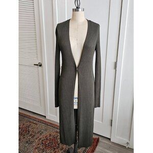 BCBGMAXAZRIA Olive Green Rib Knit Midi Cardigan in size XXS